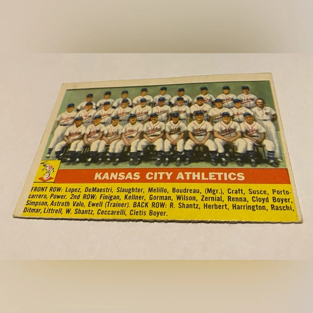 Kansas City Athletics 1956 Topps Baseball Card Vintage Collectible